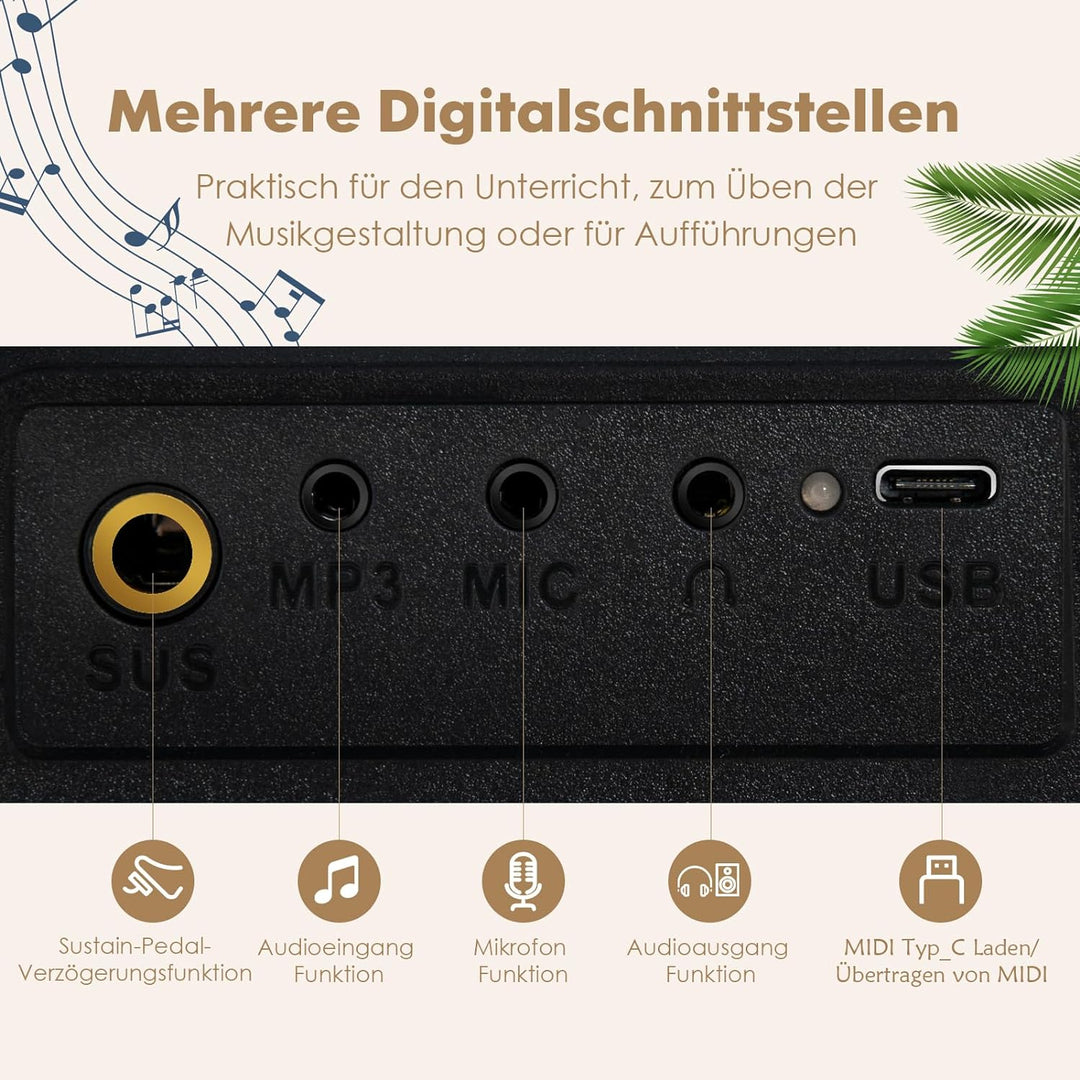 GOPLUS Digitalpiano mit 88 Tasten, Keyboard in voller Grösse, Tragbares E-Piano mit Tasche, Halteped