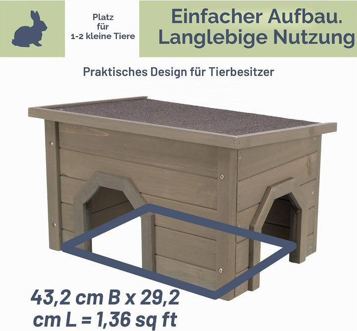 TRIXIE wetterfestes Kleintierhaus Natura Kleintierhaus, 50 × 30 × 37 cm, Grau-Grün - 62397