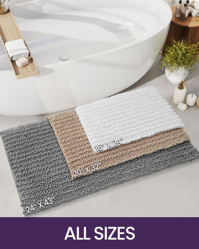 DEXI Badematte, Badezimmerteppich, rutschfest, saugfähig und weich, waschbar, Chenille, für Badewann