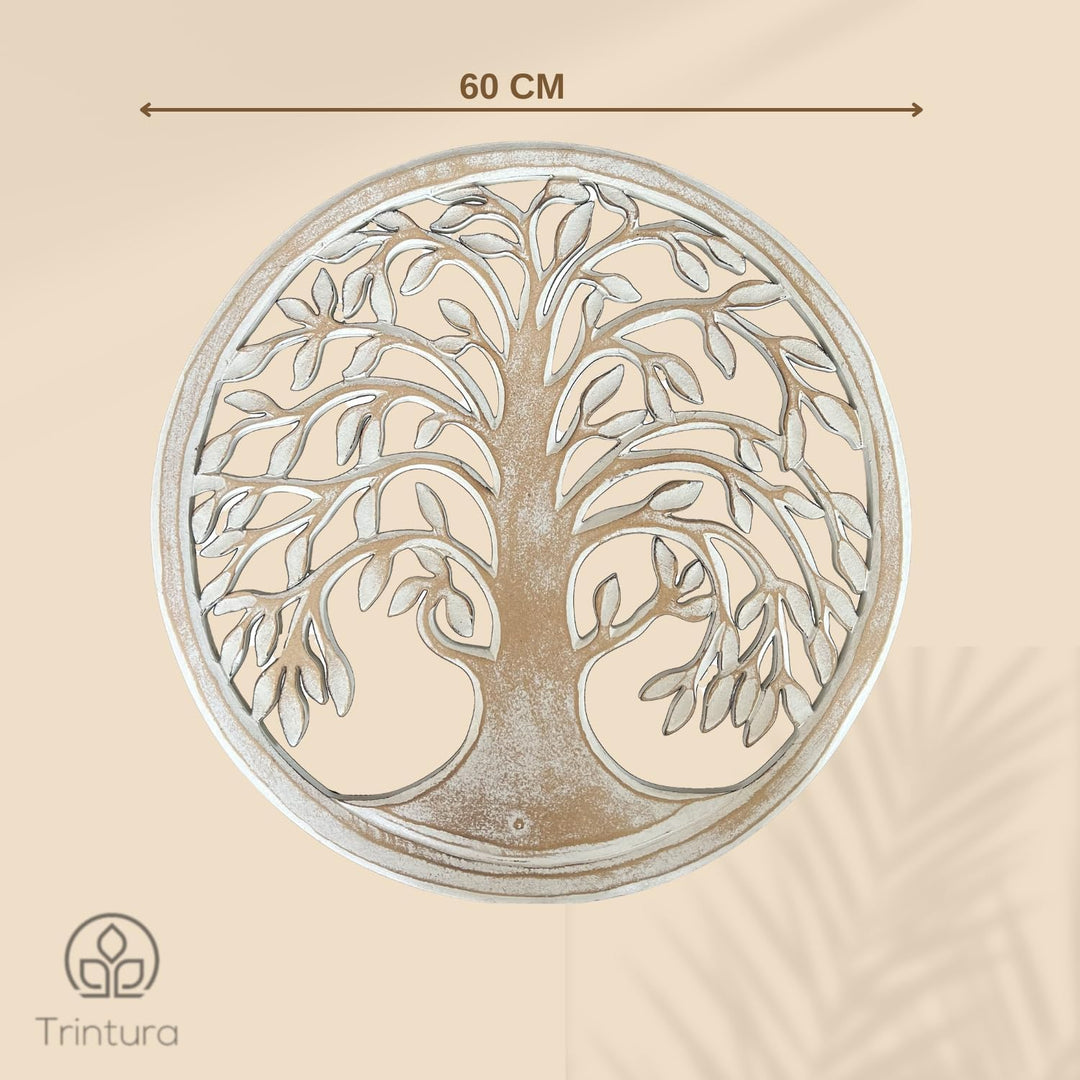 TRINTURA Wandbild Baum des Lebens Mandala Beringin 60cm (White) Lebensbaum