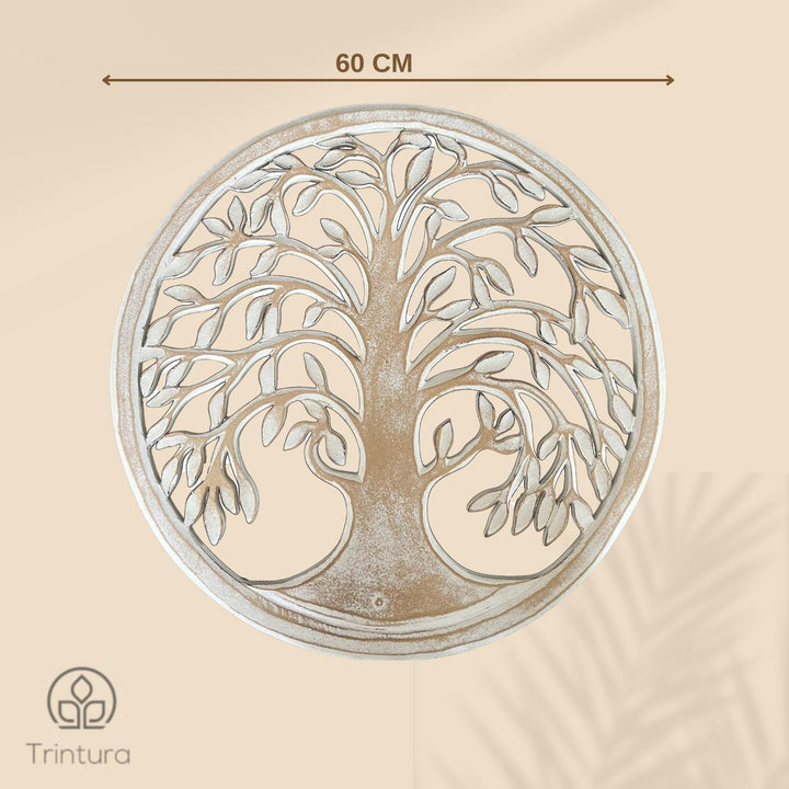 TRINTURA Wandbild Baum des Lebens Mandala Beringin 60cm (White) Lebensbaum