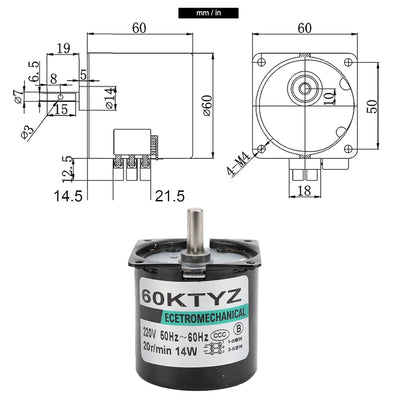 XD-60KTYZ 14W Getriebemotor Micro Conditional Access Module DIY Generator Zubehör Permanentmagnet-Un