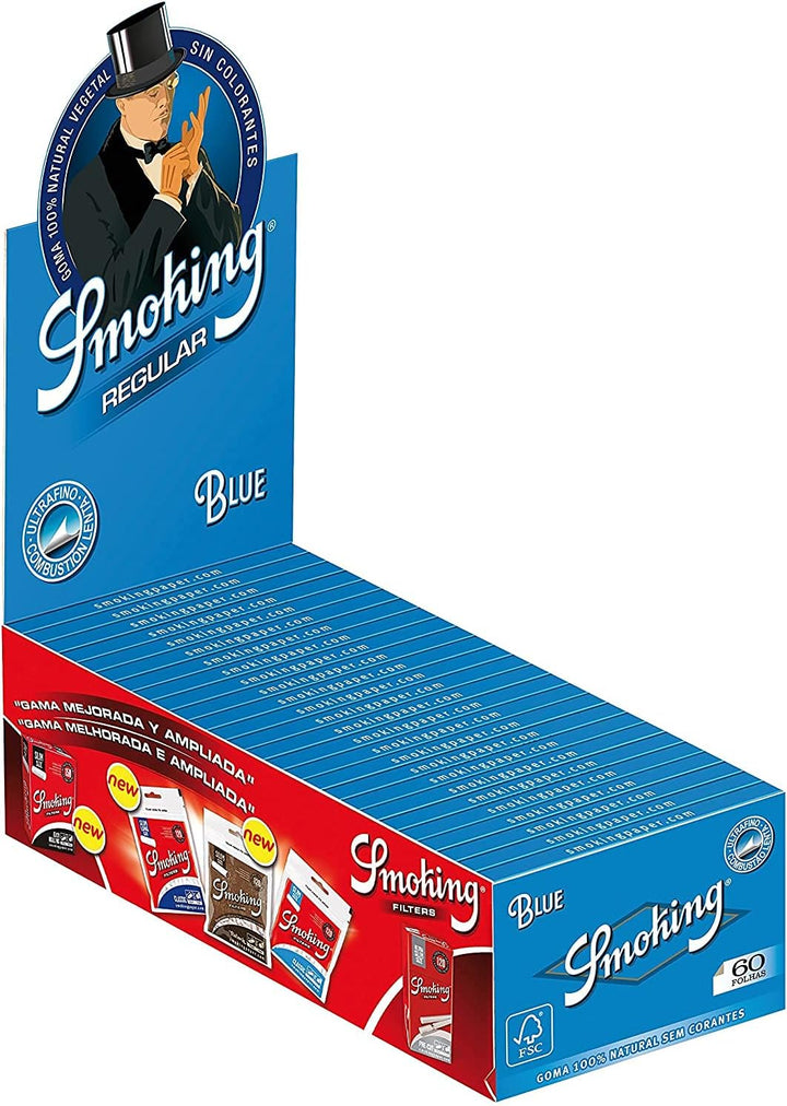 2X 50 Packs Smoking Rolling Paper Blue 70 x 37 mm 13 gr/mt. 60 Sheets/Book