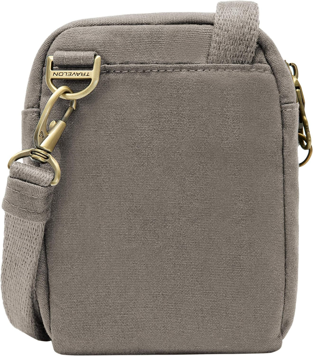 Travelon Unisex Anti-theft Courier Mini Crossbody Umhängetasche Einheitsgrösse Grau - Stone Gray, Ei