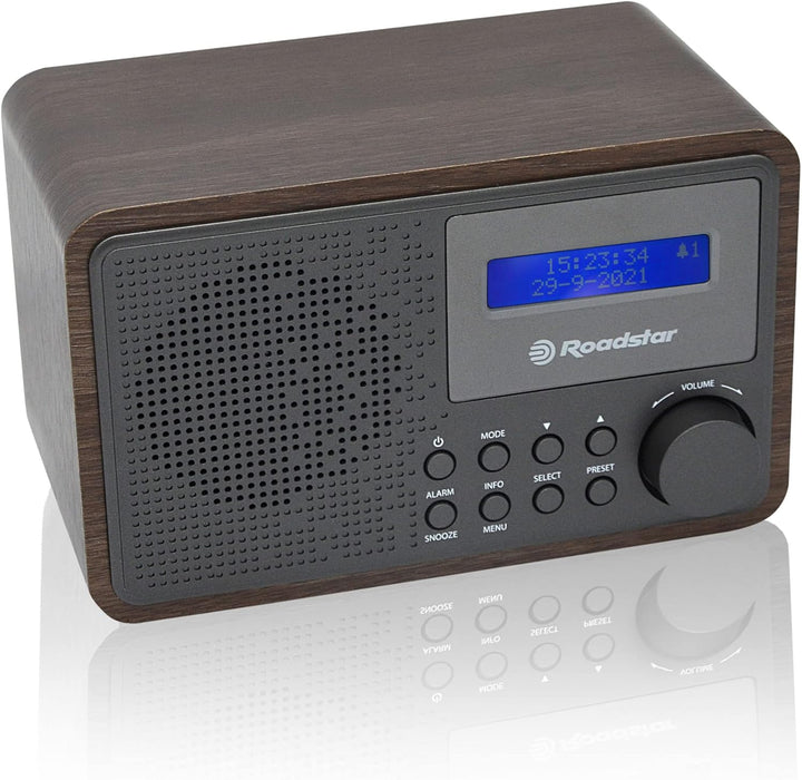 Roadstar HRA-700D+/WD Tragbares Radio Vintage Digital Dab/Dab+/FM funktioniert mit Netzwerk oder Bat