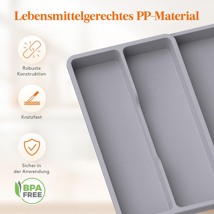 Lifewit Besteckkasten für Schubladen, Küchenutensilien Besteckkasten erweiterbar auf 36,5 cm, Schmal