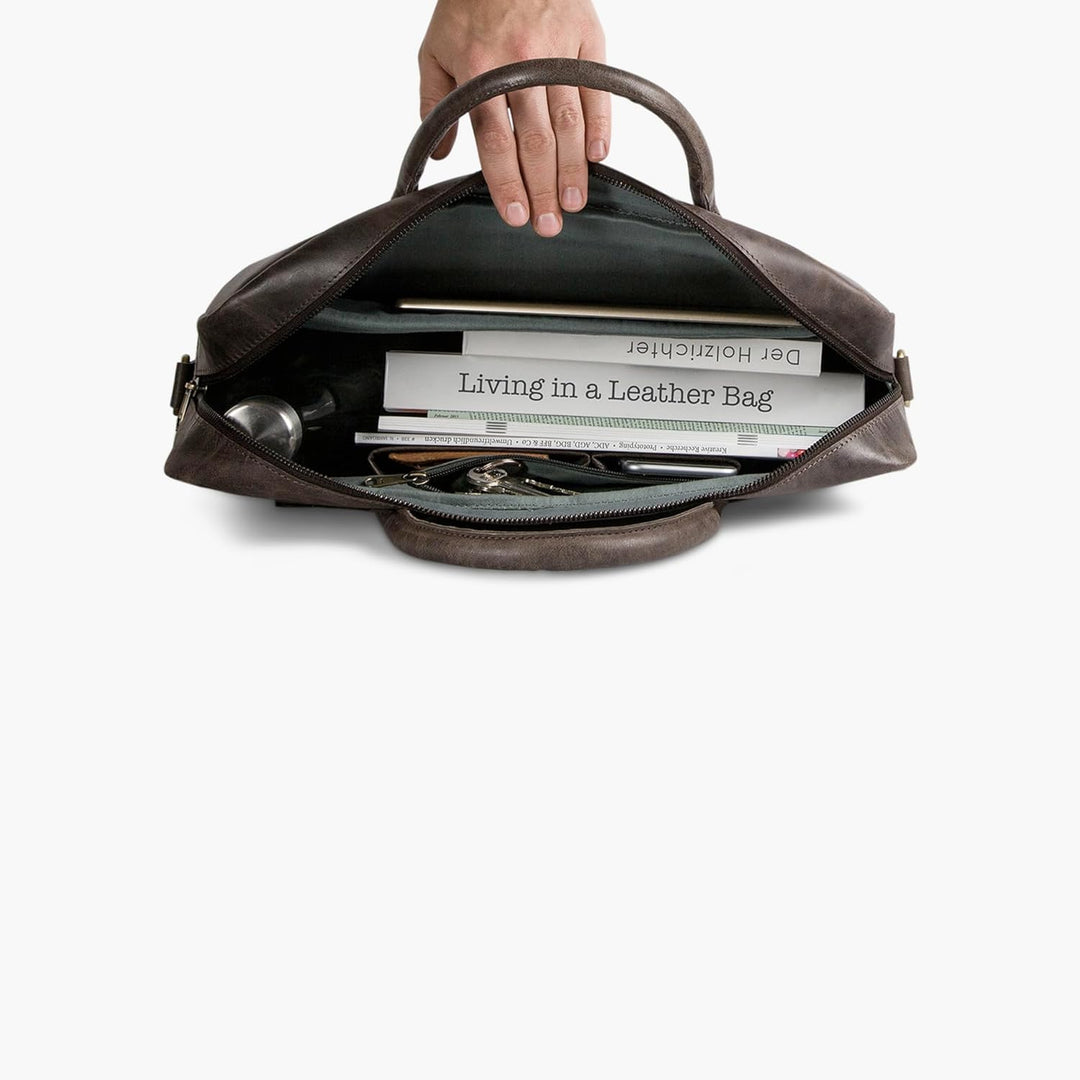 HOLZRICHTER Berlin - Grosse Aktentasche aus Leder (No 1-1), 30 x 39 x 10 cm Laptoptasche für Herren,