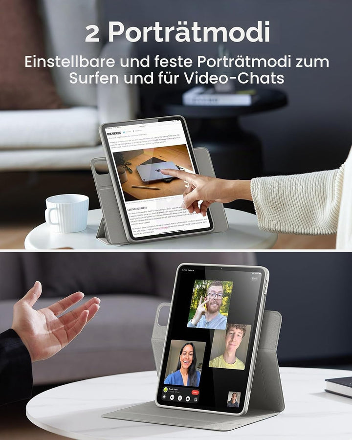 ESR für iPad Pro 11 Zoll Hülle M4 (2024) mit Stifthalter, Abnehmbarer Magnetabdeckung, vertikalem St