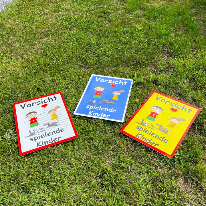 UvV Warnschild Vorsicht spielende Kinder 60 x 45 cm reflektierend - hochwertiges Alu-Dibond Schild -
