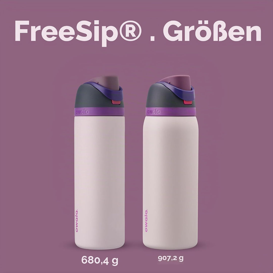 OWALA FreeSip Isolierte Edelstahl Trinkflasche mit Strohhalm, 710 ml – BPA-frei, optimal für Sport,