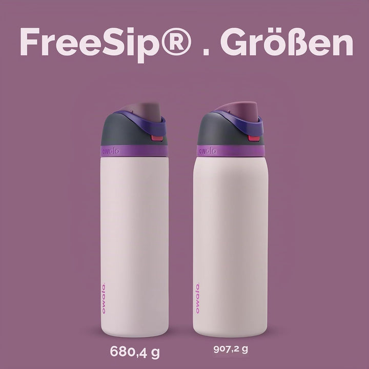 OWALA FreeSip Isolierte Edelstahl Trinkflasche mit Strohhalm, 710 ml – BPA-frei, optimal für Sport,