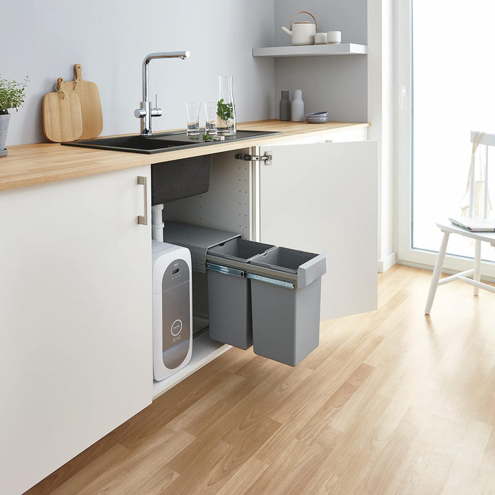 GROHE Blue Accessoires | Mülltrennsystem - Trennung 2-fach, 2 x 15 l | grau | 40855000 Trennung 2-fa