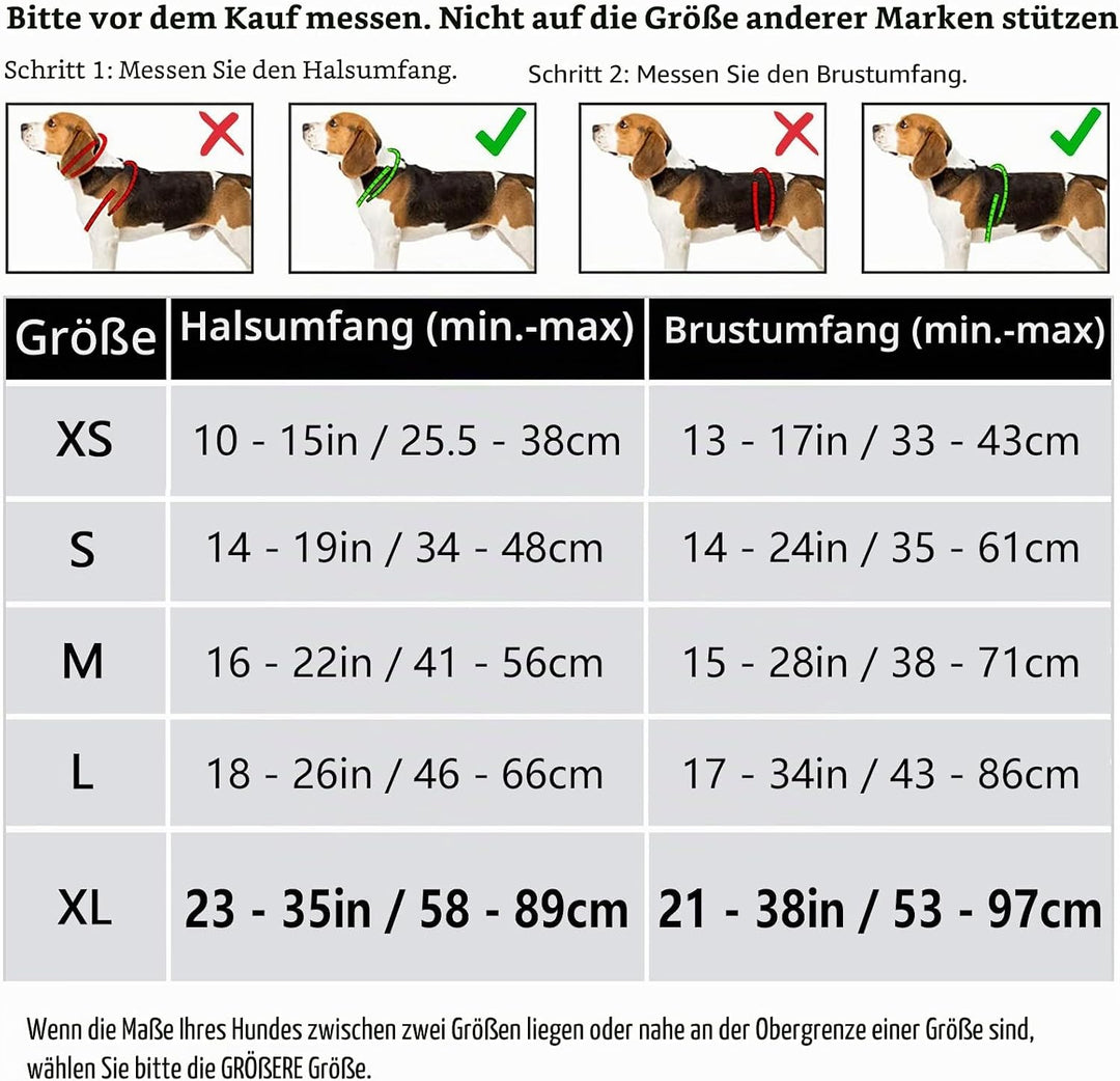 HEELE Hundegeschirr, Hundegeschirr für Grosse Hunde, Freigabe am Hals, Vorderseite Rückseite Clips H