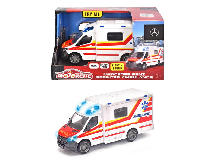 Majorette MOJORETTE Grand Series 213712001038 Ambulanz aus Metall und Kunststoff, 12,5 cm, Licht und