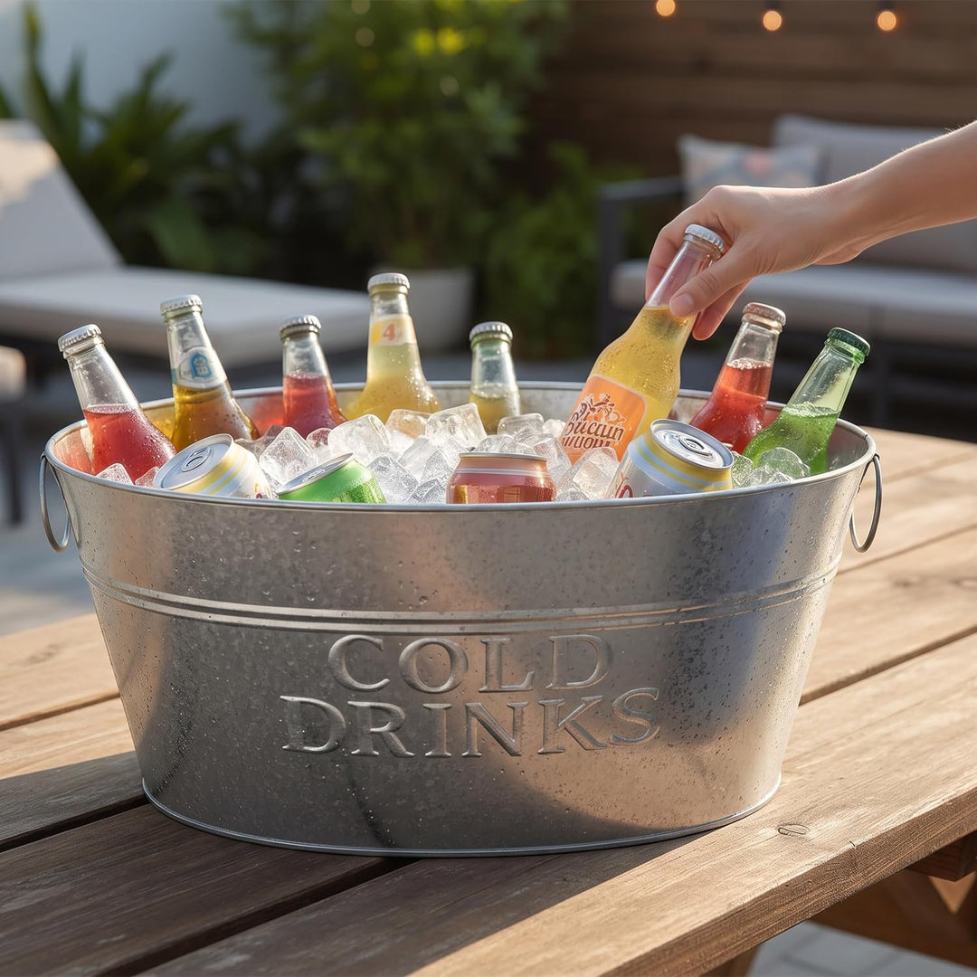 Relaxdays Sektkühler, 2er Set, verzinktes Metall, 24 l, Flaschenkühler für Sekt, Champagner, Wein, X