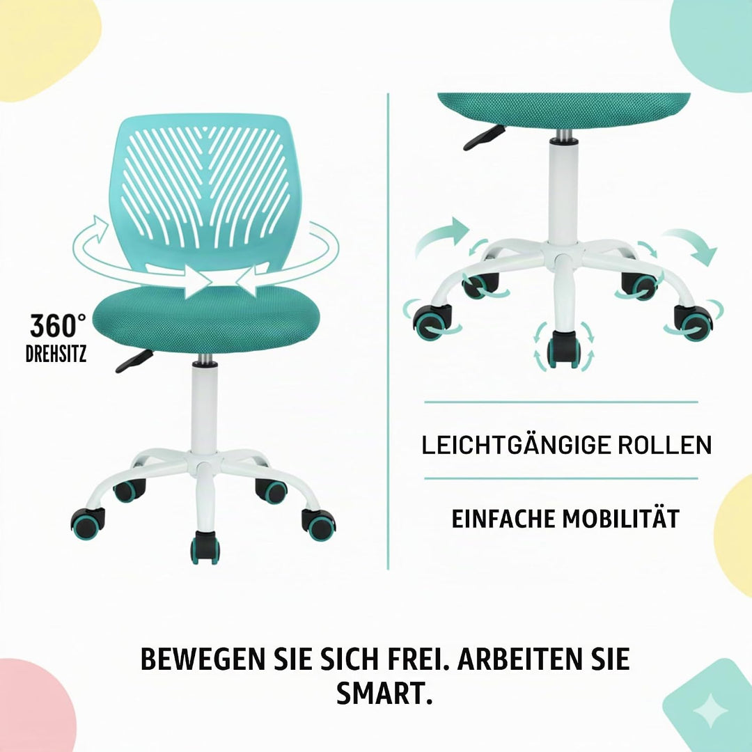 Homy Casa Schreibtischstuhl Verstellbarer drehbarer Bürostuhl Stoffsitz Ergonomischer Arbeitsstuhl o