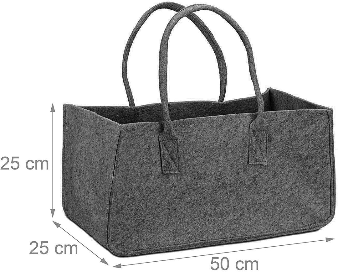Close Up Filztasche Kaminholz Grau Tragetasche, Felt Bag Melange, aus robustem Polyesterfilz, mit He
