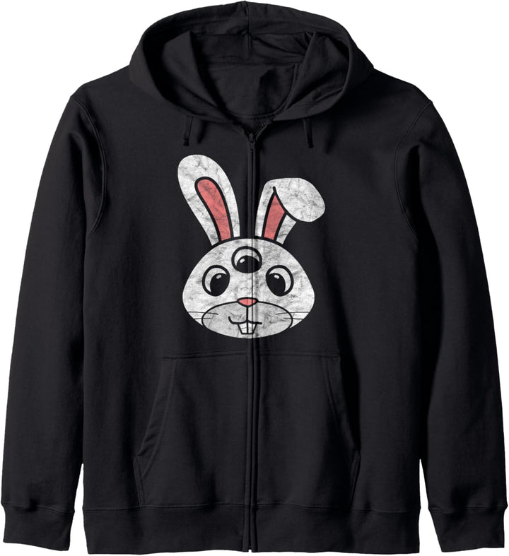 Cute 3-Eyed Easter Bunny Retro Funny & Creepy Kapuzenjacke