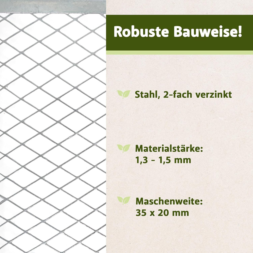 NATIV Garten Komposter 80x80x70 cm galvanisiert, Metallkomposter mit 448 Litern, Drahtkomposter für
