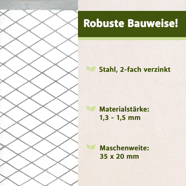 NATIV Garten Komposter 80x80x70 cm galvanisiert, Metallkomposter mit 448 Litern, Drahtkomposter für