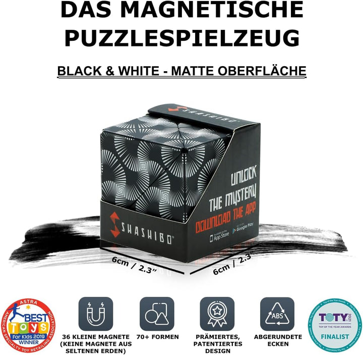 SHASHIBO Formwechsel-Box – Preisgekrönter, patentierter Zappelwürfel mit 36 Seltenerdmagneten – läss