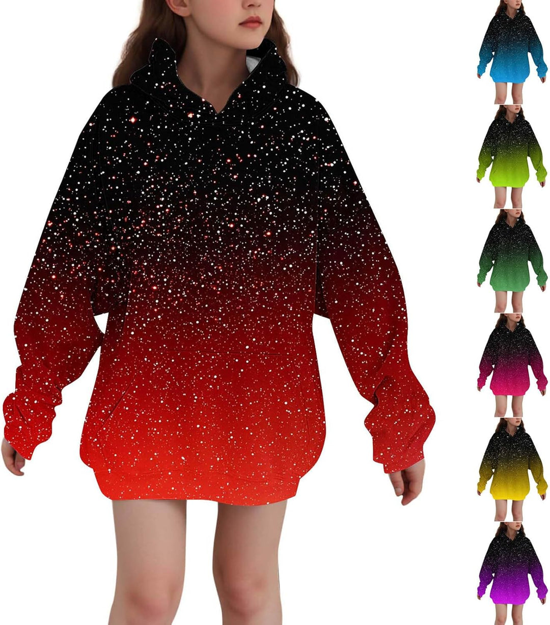 NZYIHAO Hoodie Mädchen Lang Kapuzenpullover Winter Sweatshirt mit Kapuze Casual Pullover Kinder Lang