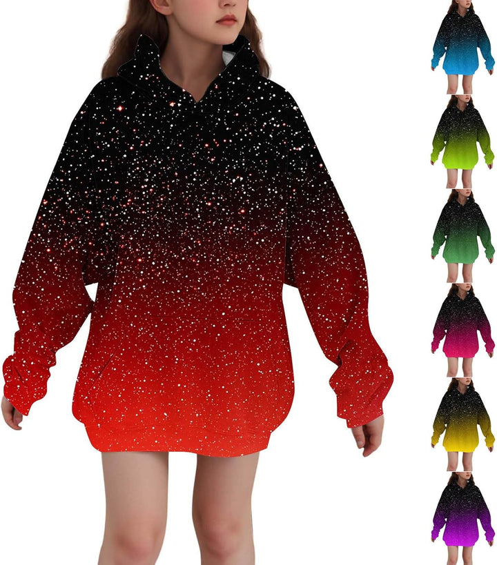 NZYIHAO Hoodie Mädchen Lang Kapuzenpullover Winter Sweatshirt mit Kapuze Casual Pullover Kinder Lang
