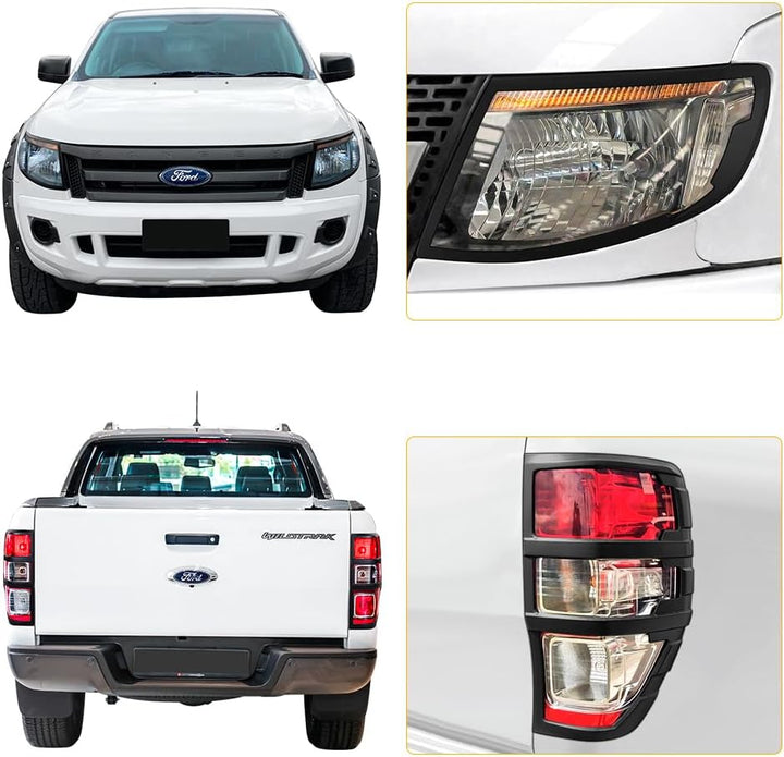 JHCHAN Scheinwerfer Rücklichtabdeckung für Ford Ranger T6 2012-2014 Raptor Limited Tremor XL XLT XLS