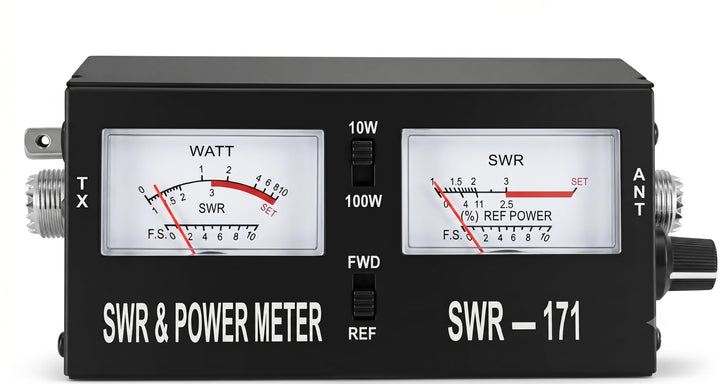 SWR-171 Analoges SWR- und Leistungsmessgerät - Kompakt-Stehwellenmessgerät & Wattmeter 1.5-150 MHz 1