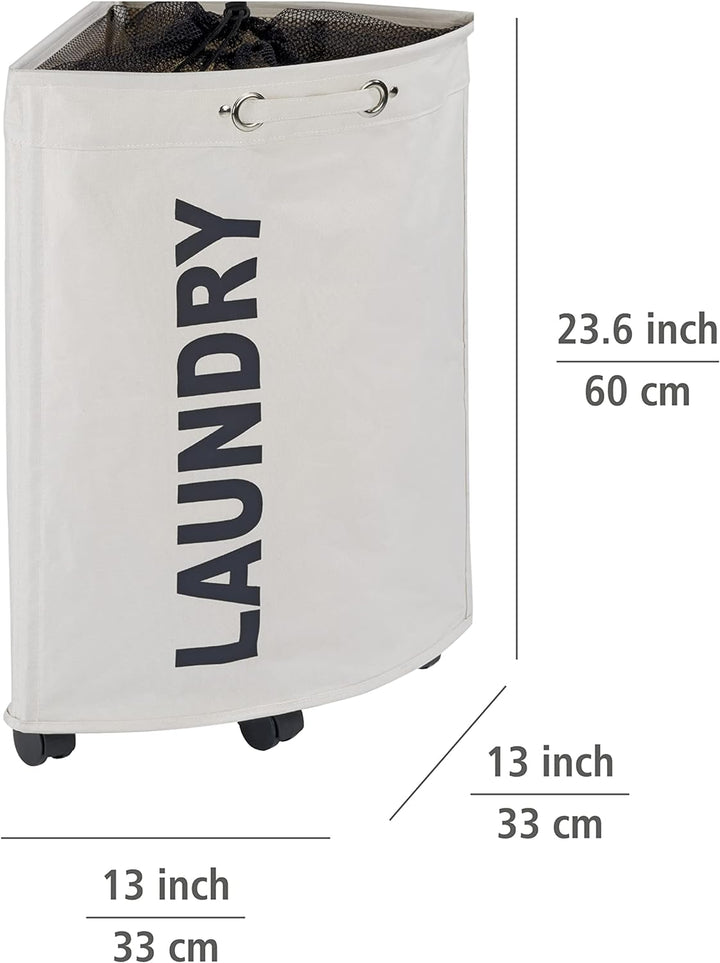 WENKO Wäschesammler Tresco Beige - Wäschekorb Fassungsvermögen: 50 l, Polyester, 33 x 60 x 33 cm, Be