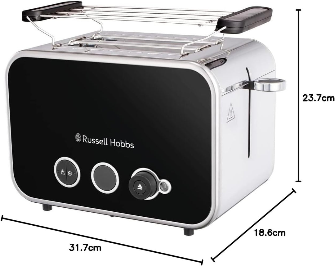 Russell Hobbs Toaster [für 2 Scheiben] Distinctions Edelstahl Schwarz (extra breite Toastschlitze, i