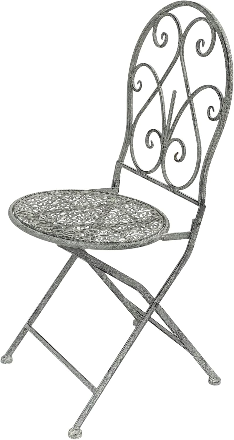DanDiBo Gartenstuhl Metall Grau Weiss 96127 Metallstuhl Stuhl Garten Vintage Eisen Nostalgie Eisenst