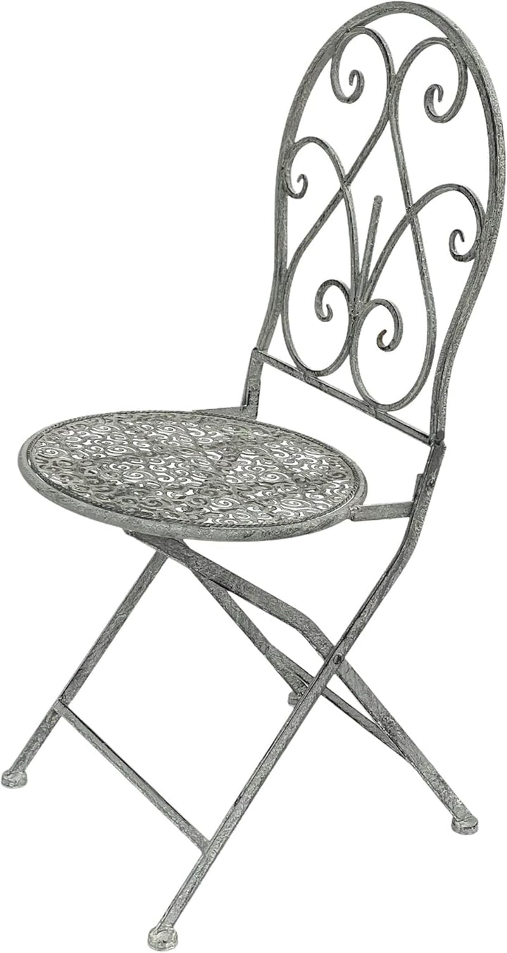 DanDiBo Gartenstuhl Metall Grau Weiss 96127 Metallstuhl Stuhl Garten Vintage Eisen Nostalgie Eisenst