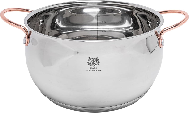 Topfset Induktion 3-teilig, Kochtopf Set mit Glasdeckel, Edelstahl mattiert, Induktions Töpfe Set un