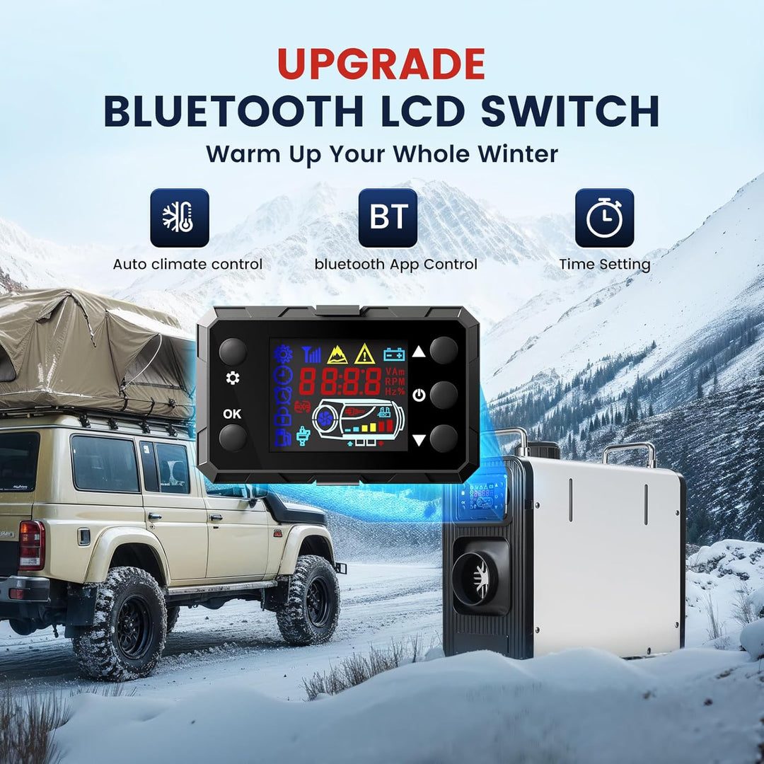 12V/24V Diesel Standheizung, 8KW Luft Dieselheizung mit Bluetooth APP & Adapter, 0,15-0,44 l/h, Air