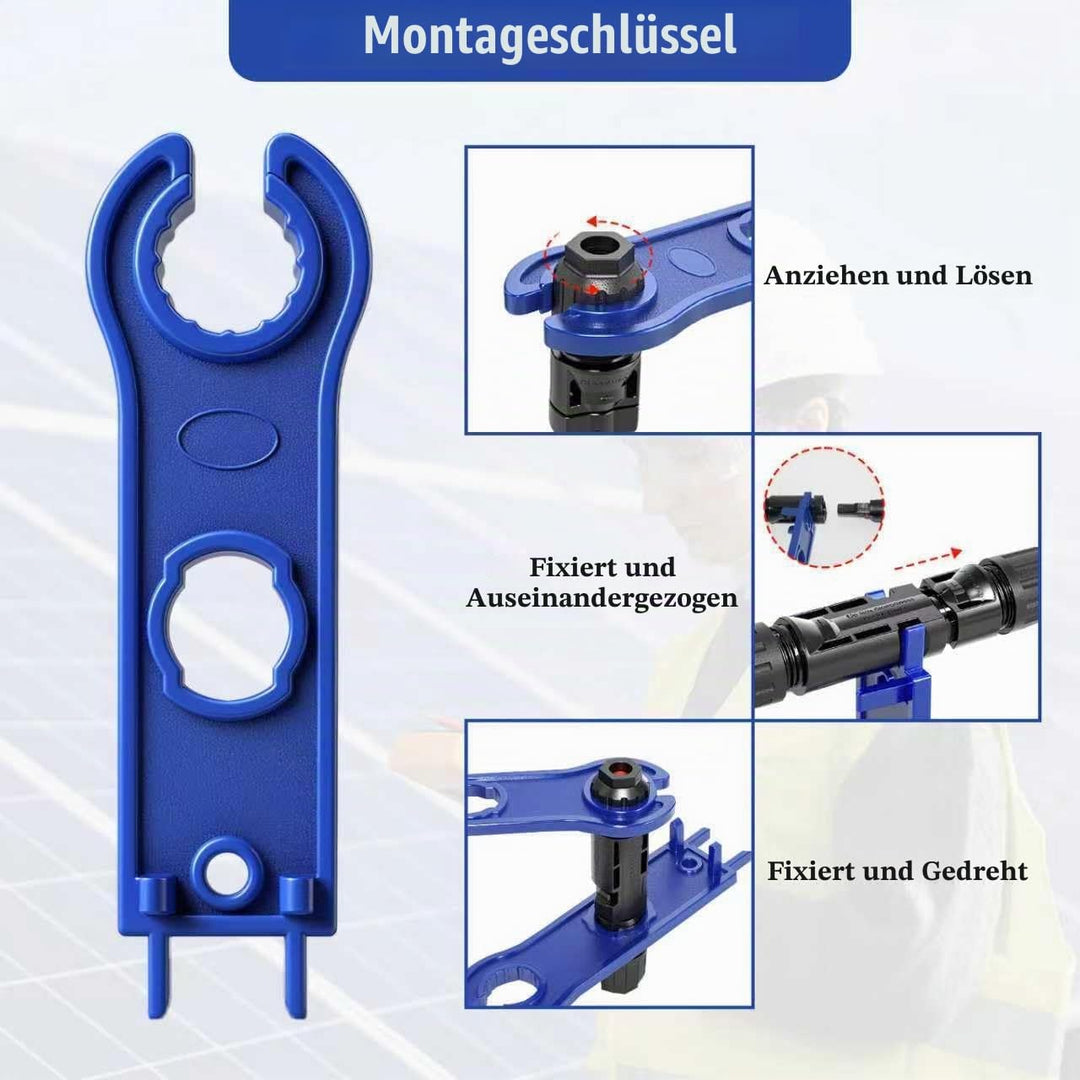 Solar Crimpzange Set für 2.5/4/6mm² PV Kabel, mit 1 MC4 Crimpzangen, 12 Paar Kabelstecker, 12 Paar M