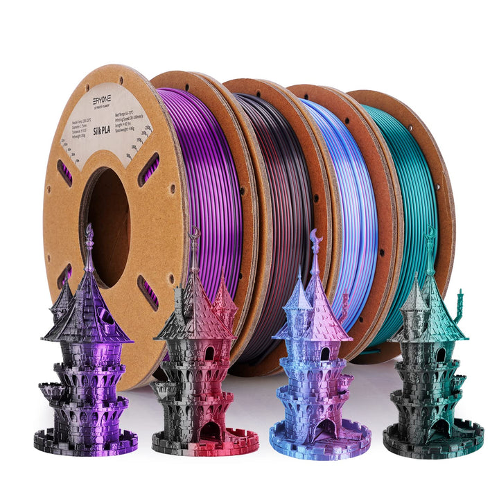 ERYONE Dual Zweifarbig Silk PLA Filament 1.75mm, 3D Printer Filament PLA +/-0.03mm, 4x250g /Pack, Ro
