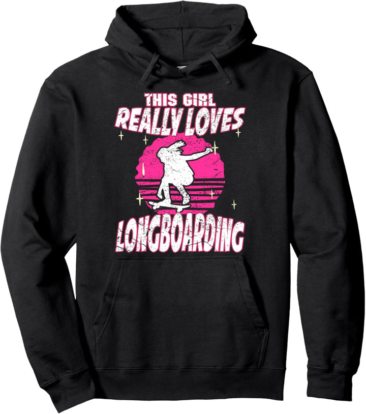 Damen lieben Longboard skaten Geschenk Skaterin Longboard Pullover Hoodie