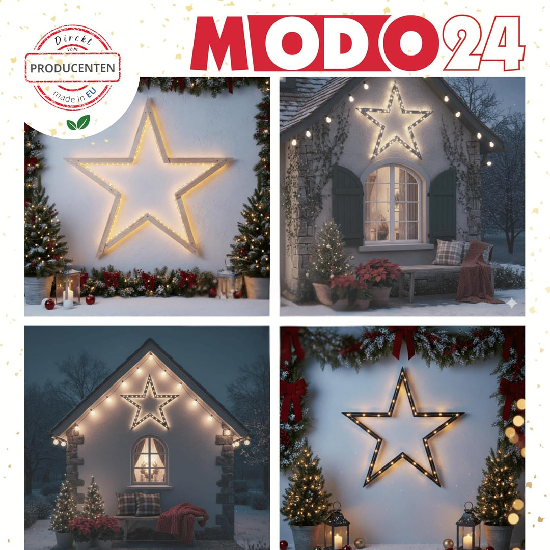 DIY Stern MODOSTAR 2D Weihnachtsstern Set aus FSC Holz, Sternabmessungen: 114 cm, zum Aufstellen im