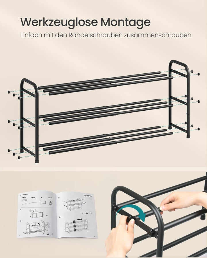 SONGMICS Schuhregal ausziehbar, Schuhablage, Schuh-Organizer mit verstellbaren Ablagen, Schuhaufbewa