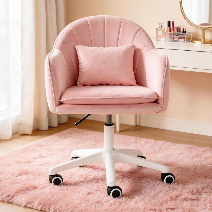 Ergonomischer Bürostuhl, 360° drehbar Höhenverstellbar, SamtStuhl mit Kopfkissen, Homeoffice Stuhl b