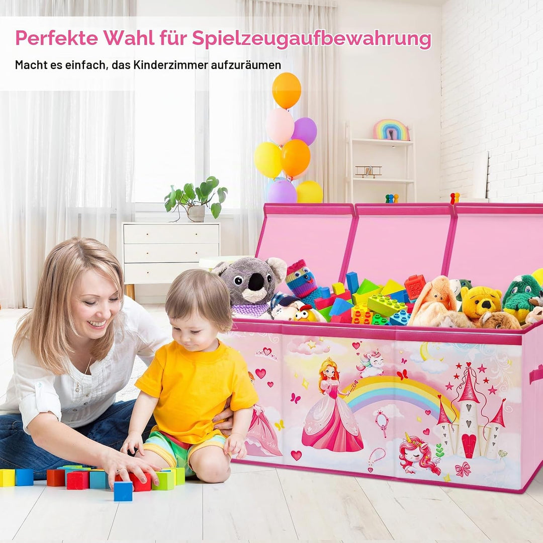 Extra Gross Aufbewahrungsbox mit Deckel Kinder, Zusammenklappbare Oxford-Spielzeugkiste mit Griff fü