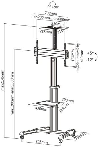 Techly Tv Cart Economy for 37-70 Black 37"-70" 2 mensole Silber, 37"-70" 2 mensole Silber