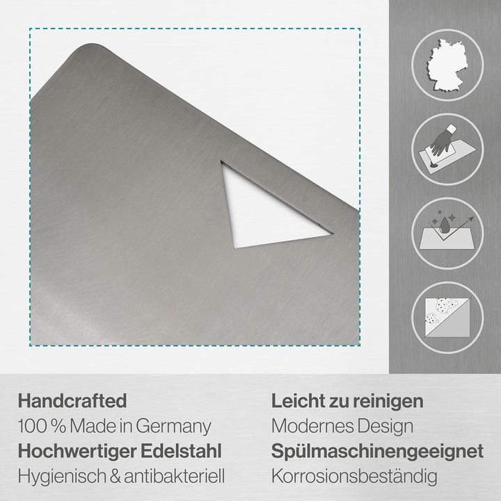 Edelstahl Schneidebrett - Für Fleisch, Fisch & Gemüse - Hygienisches Schneidbrett Metall - Stahl Bre