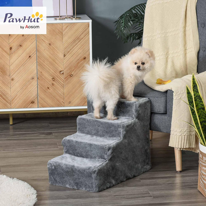 PawHut Hundetreppe 4 Stufen 44 cm Hoch Haustiertreppe für Kleine Hunde Katzentreppe Hunderampe mit W