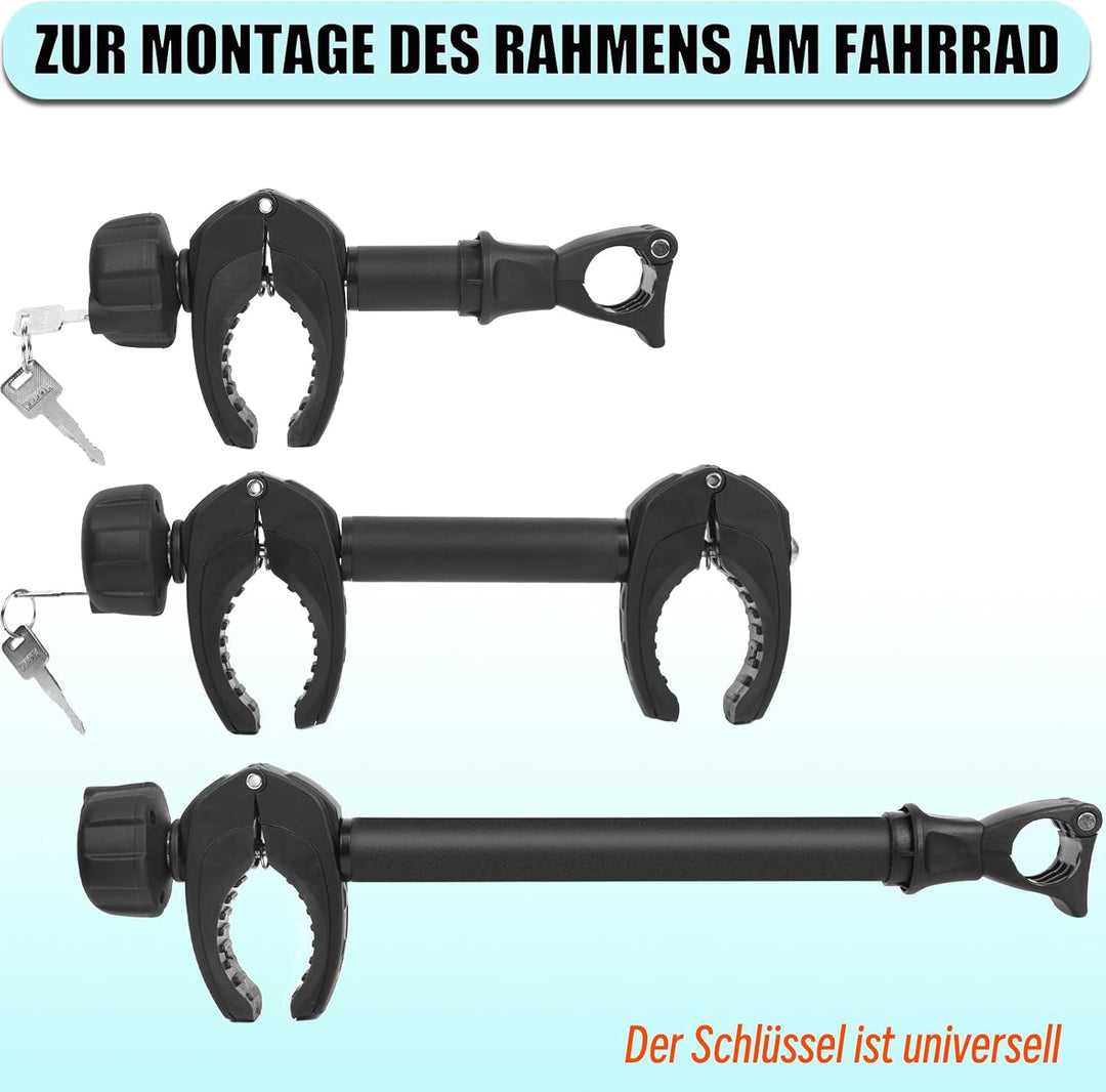 Schwarz Rahmenhalter 3 Stück Lang 25CM + 32CM + 45CM, Abschliessbar Ahrradrahmenhalter, für U-Bügelr