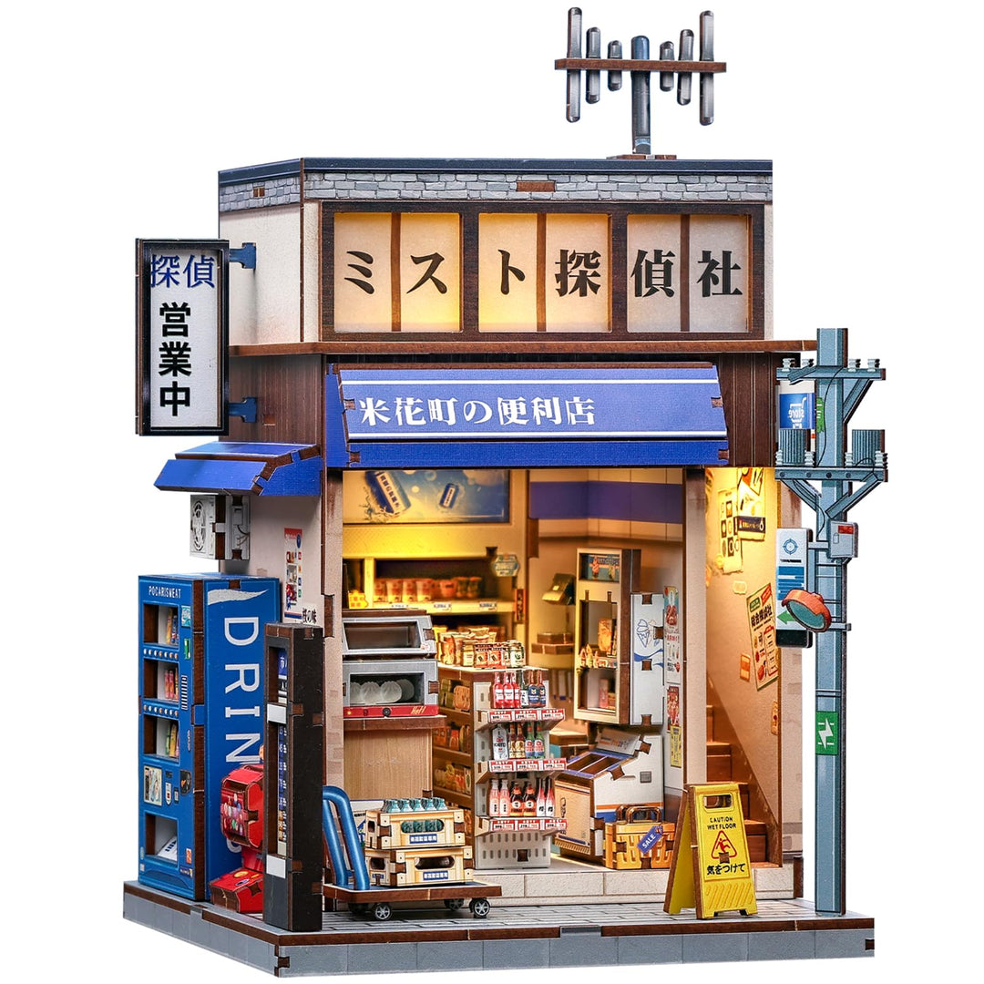 Fsolis Book Nook Japan-Booknook DIY Craft Kits Japanische Buchhandlung, Miniatur Puppenhaus Bausätze