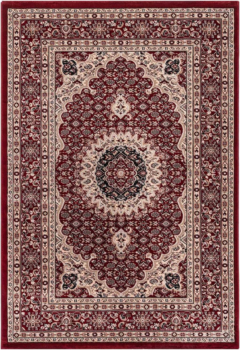 VIMODA Klassisch Orient Teppich dicht gewebt in Dunkel Rot, Masse:80 x 150 cm 80 x 150 cm Rot, 80 x