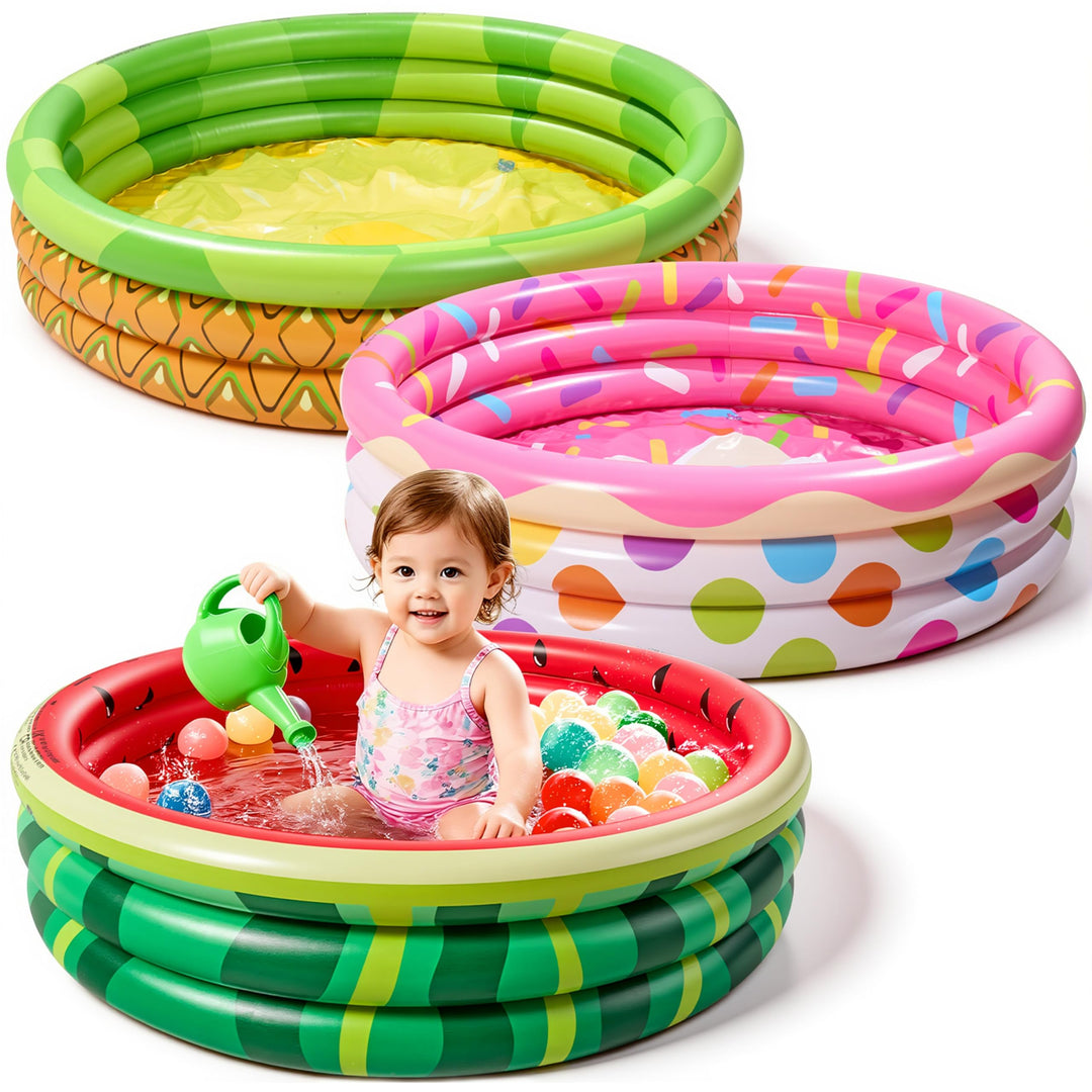 SLOOSH 3 Pack 45" X 10" aufblasbares Planschbecken, Wassermelone & Ananas & Cupcake Schwimmbad für K