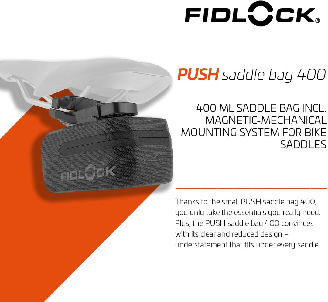 Fidlock Unisex – Erwachsene Push Saddle Bag 400 Fahrradtasche, Schwarz, 400ml, 400ml